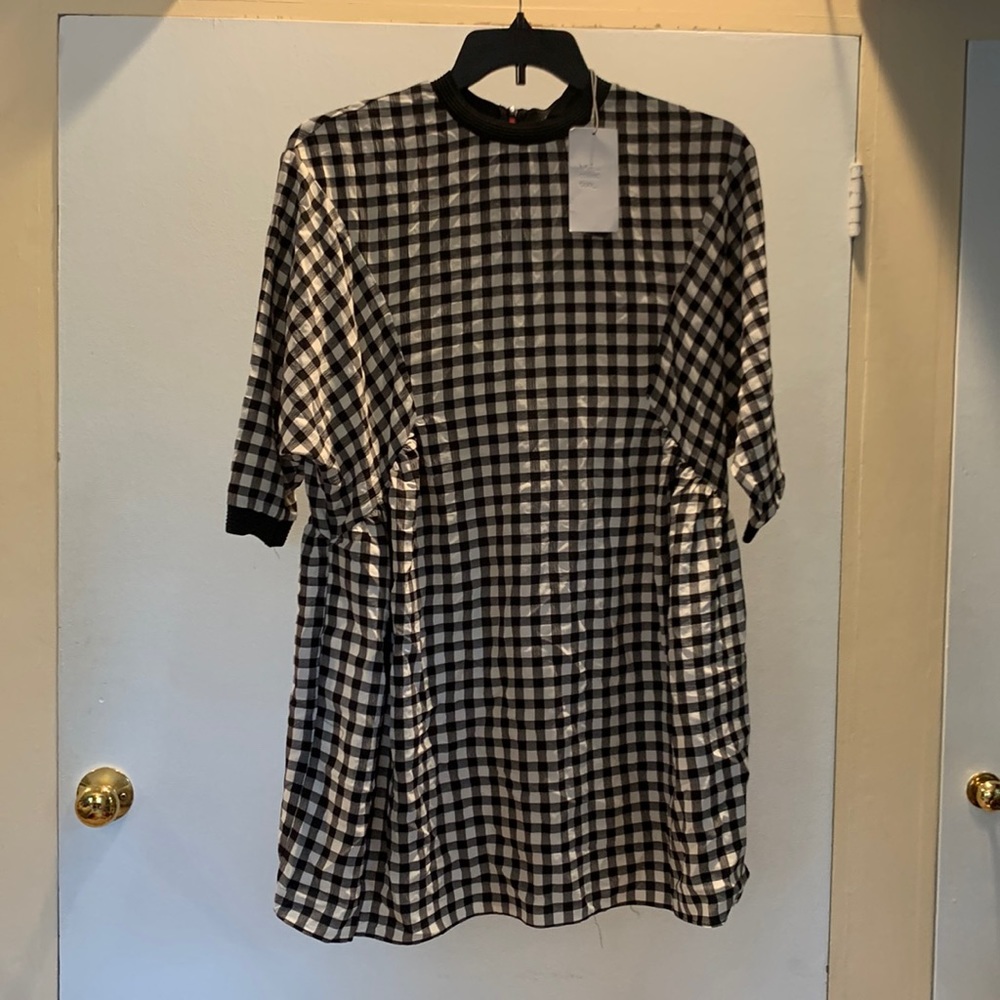 ZARA, M, black and white checkered dress